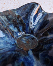Carica l'immagine nel visualizzatore di Gallery, Close-up view of the Mercury Bowl, a handmade stoneware ceramic bowl featuring a unique blue glaze.