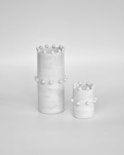 Load image into Gallery viewer, Chess vase set featuring handmade stoneware vases in unique chess-inspired design, perfect for fresh flowers.