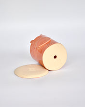 Load image into Gallery viewer, Pig planter made of handmade stoneware with saucer, ideal for succulents, featuring drainage hole.