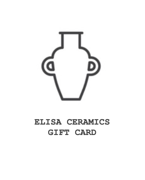 Elisa Ceramics Gift Card featuring a simple graphic of a pottery vase design.