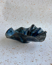 Load image into Gallery viewer, Unique Mercury Bowl, handmade stoneware ceramic, ideal for fruits, featuring ruffled edges and vibrant colors.
