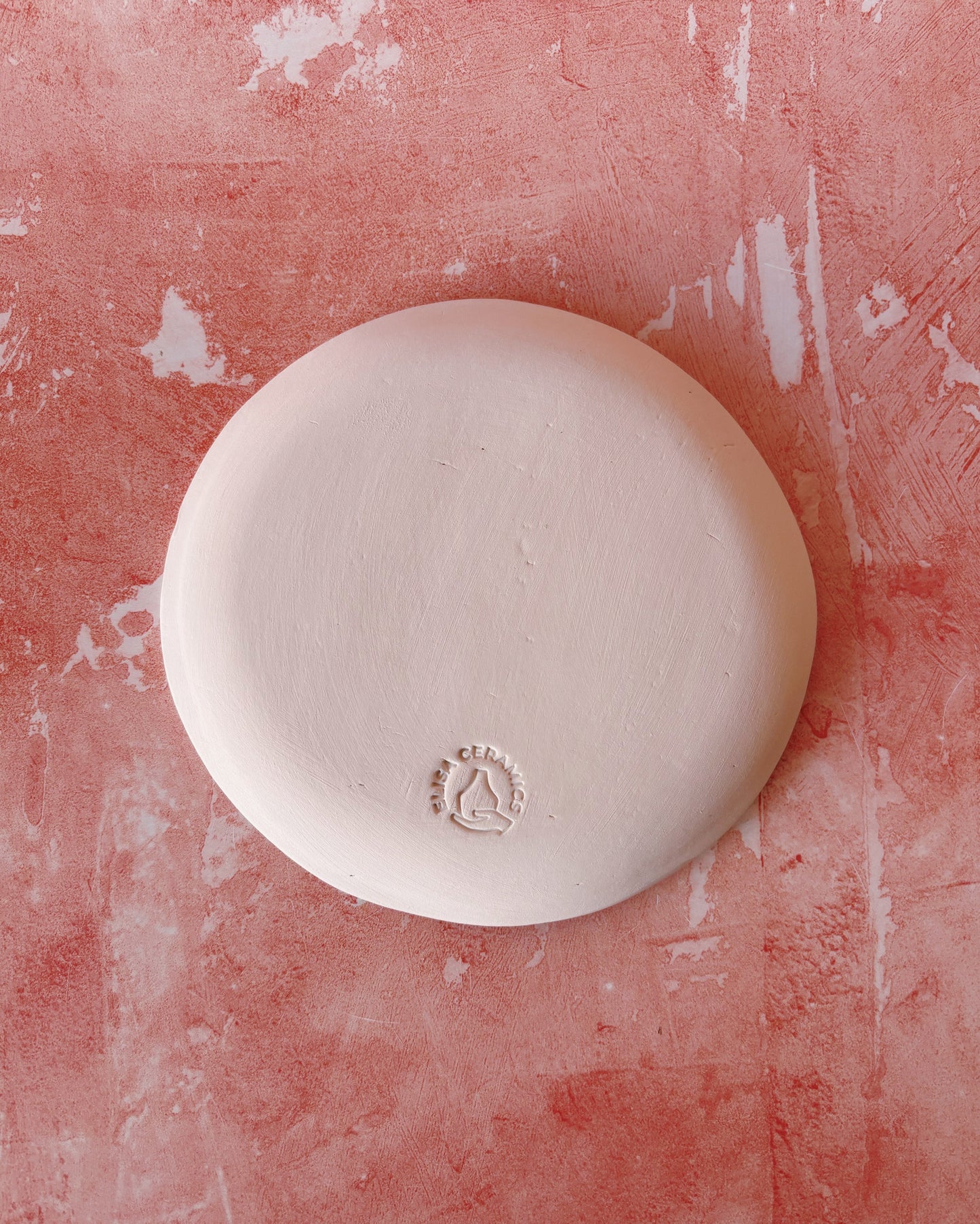 Croissant Small Ceramic Plate, handmade stoneware with unique design, ideal for breakfast, diameter 14cm, dishwasher safe.