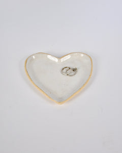Elisa Ceramics White Heart Jewellery Plate front