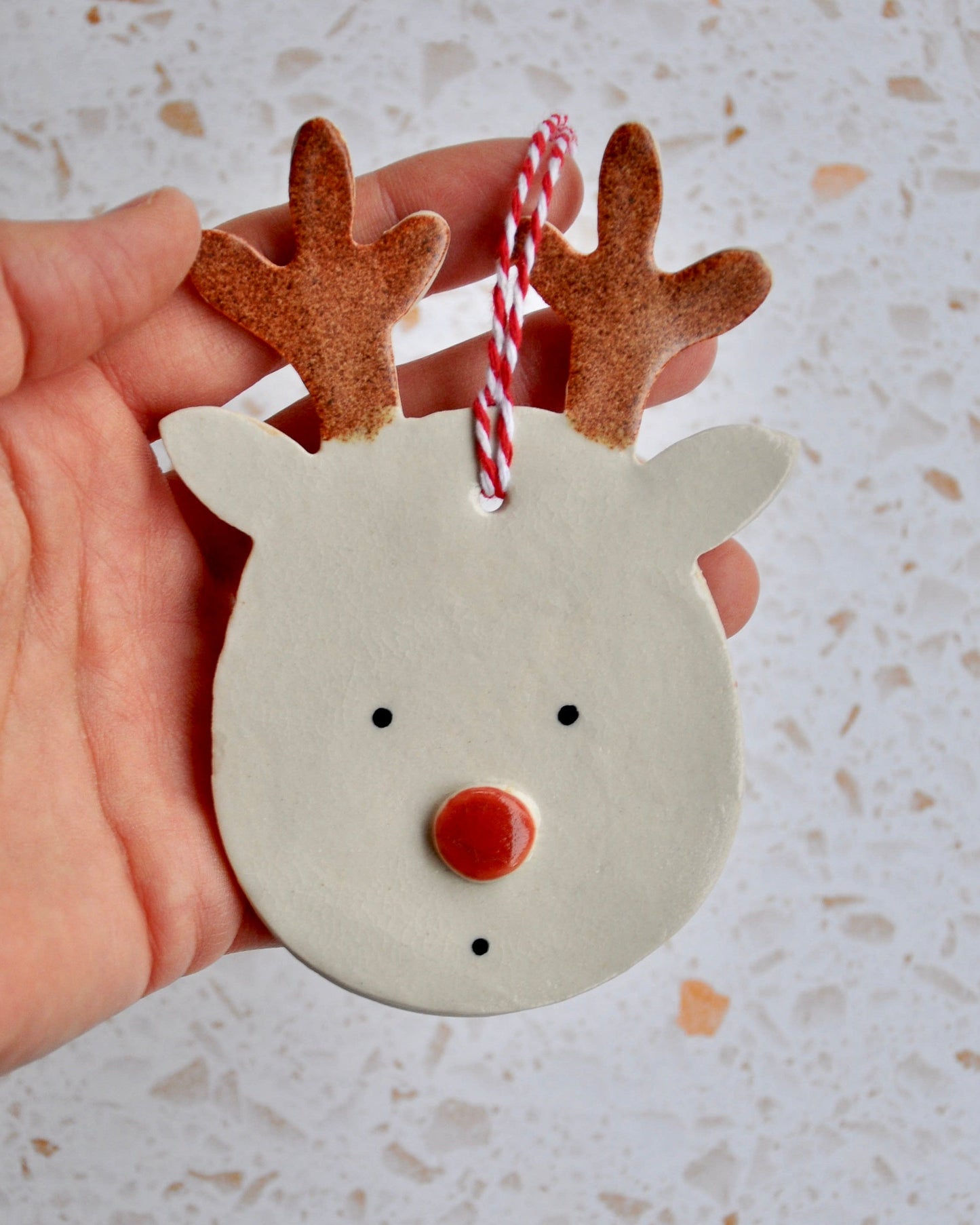 Rudolph Reindeers - Pack of 3 handmade Christmas decorations, perfect for tree ornaments or gift tags.