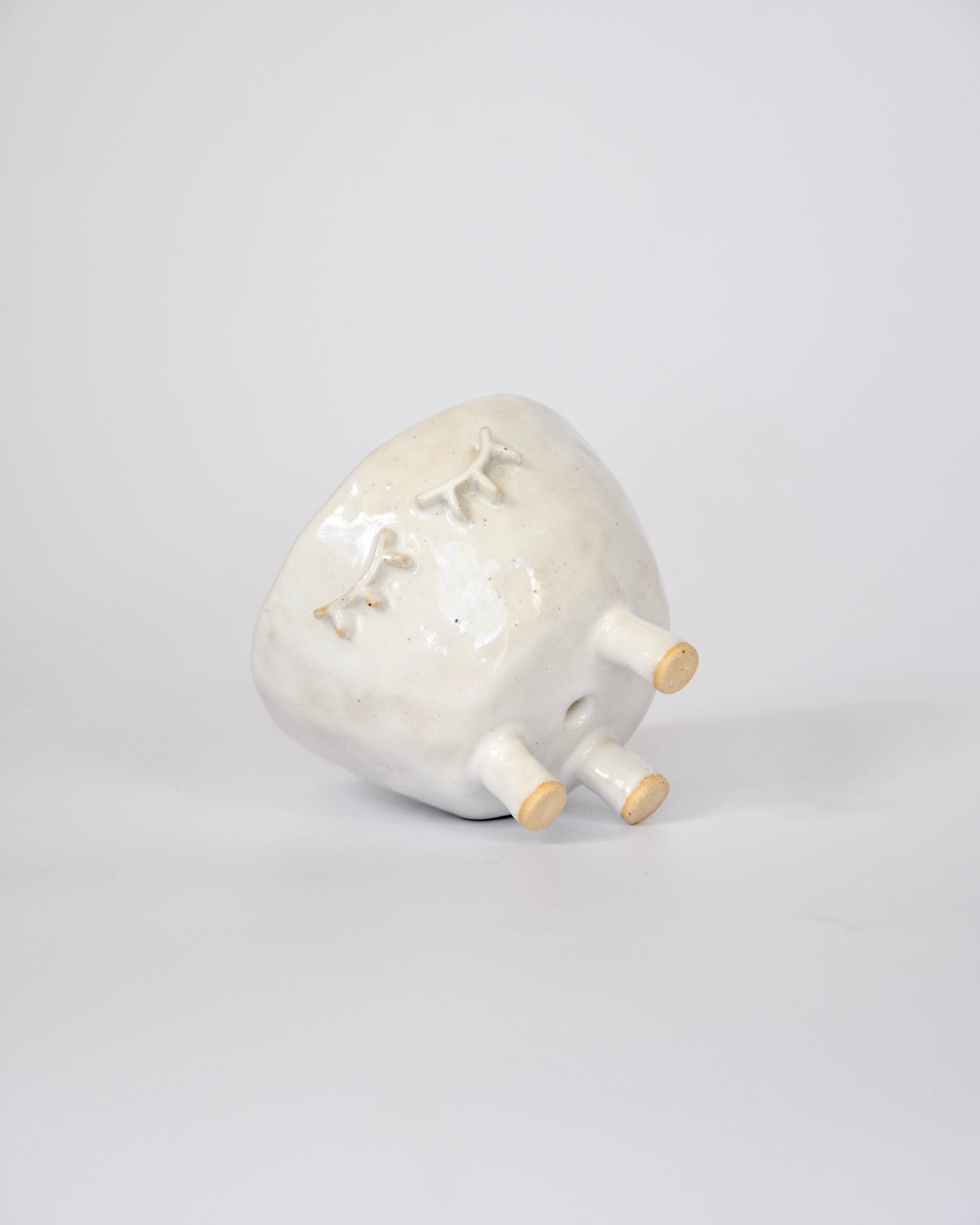 White Feet Planter - Small, handmade stoneware plant pot ideal for a cute succulent, featuring proper drainage.